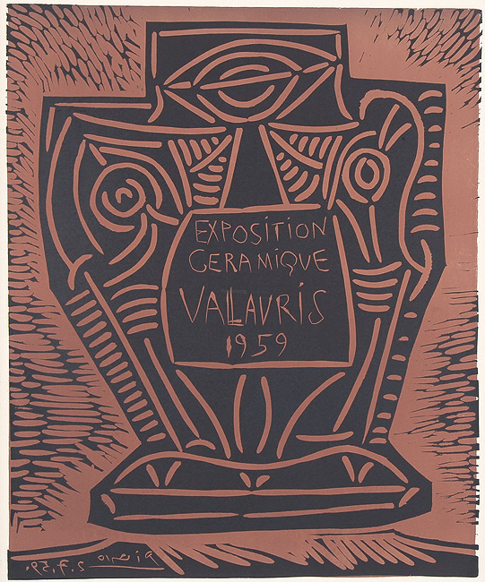 PABLO PICASSO: Affiche Exposition Céramique Vallauris 1959.