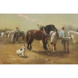 HENRY SCHOUTEN: Rastende Pferde auf der Koppel.