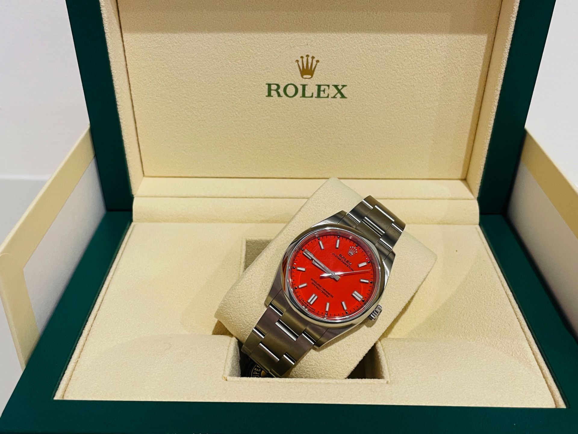 (Reserve Met) Rolex Oyster Perpetual 36mm (2022 - Brand New / Unworn) *Coral Red Dial - Discontinued - Image 10 of 14