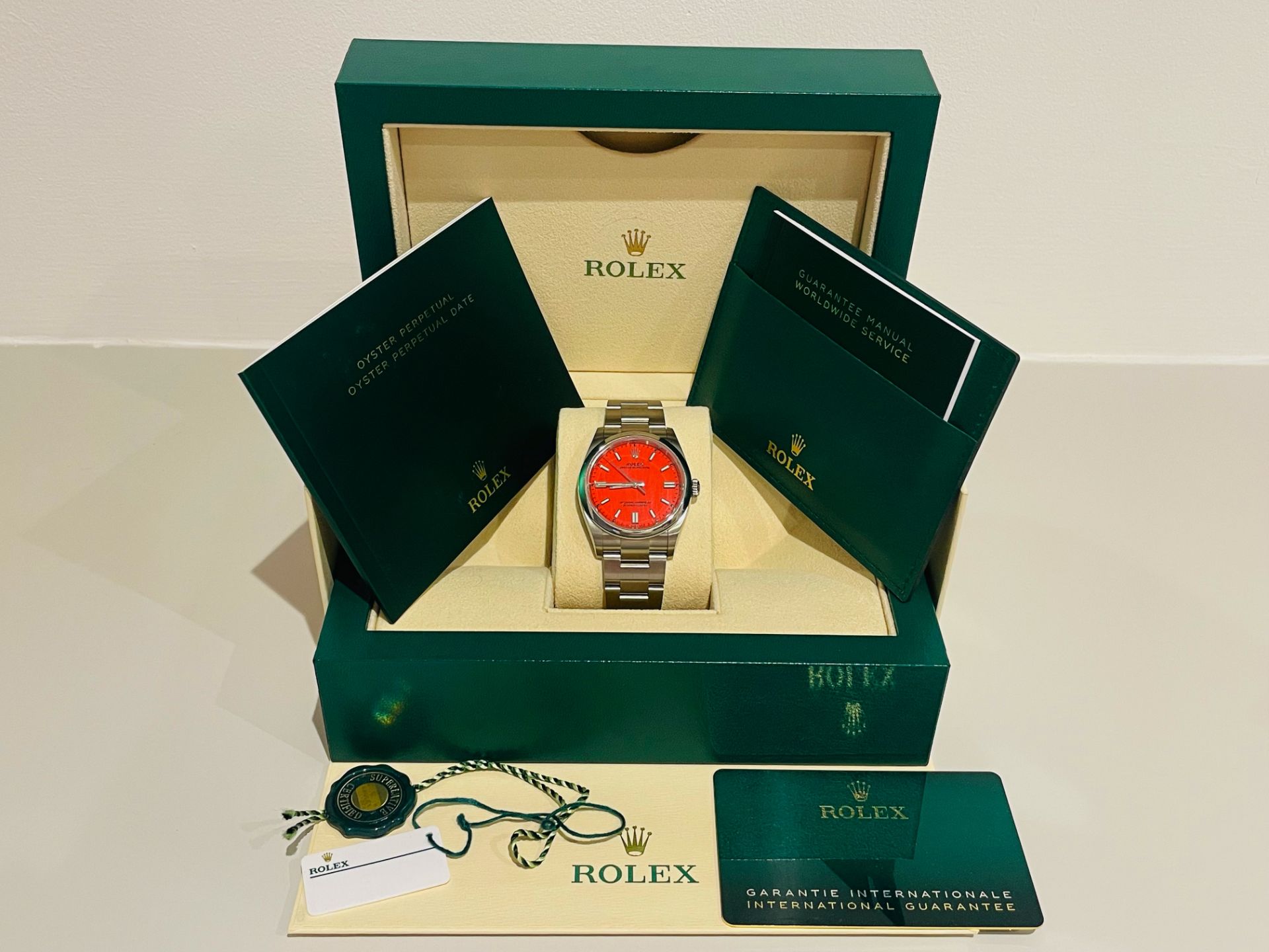 (Reserve Met) Rolex Oyster Perpetual 36mm (2022 - Brand New / Unworn) *Coral Red Dial - Discontinued - Image 5 of 14