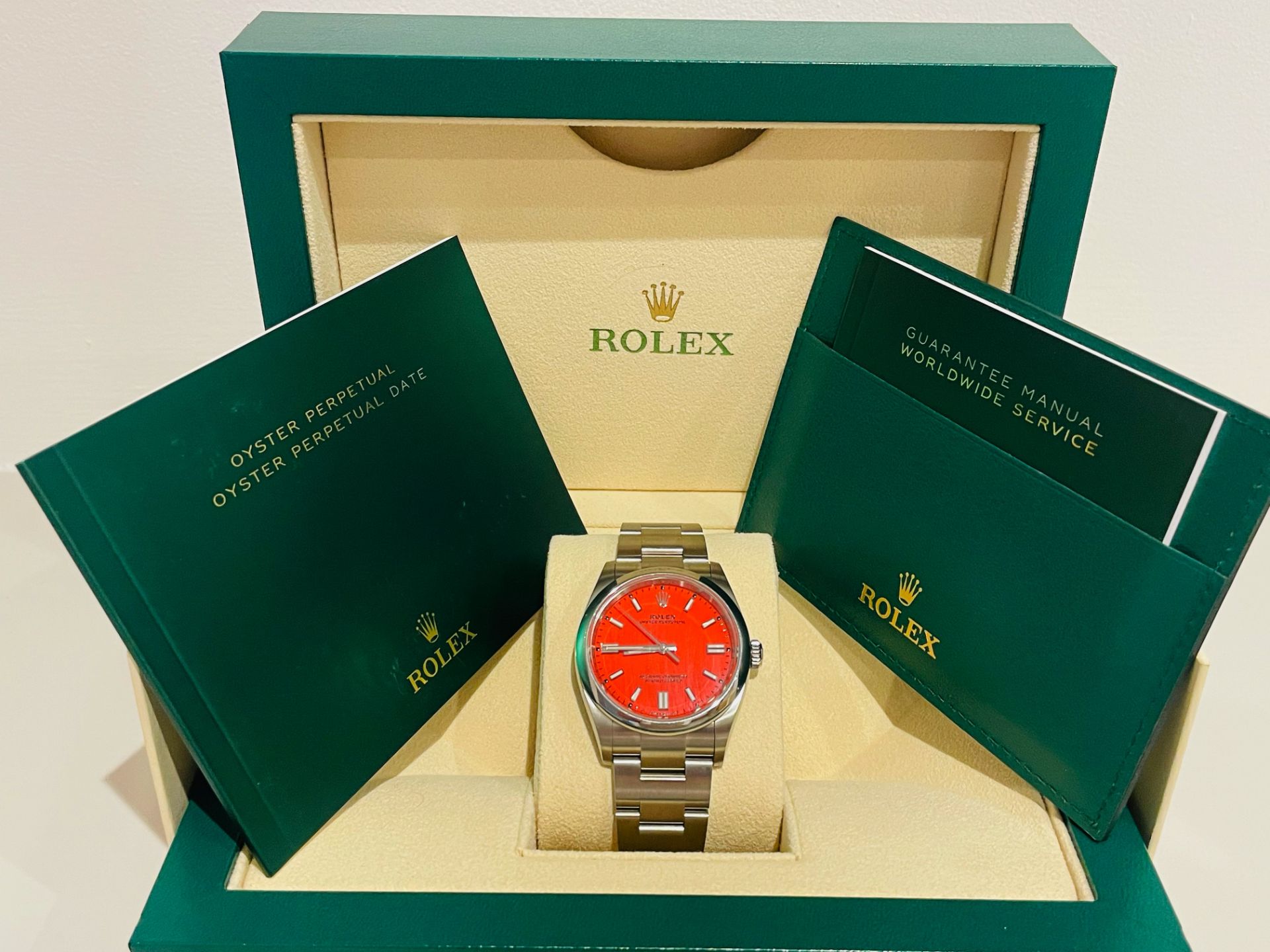 (Reserve Met) Rolex Oyster Perpetual 36mm (2022 - Brand New / Unworn) *Coral Red Dial - Discontinued - Image 6 of 14