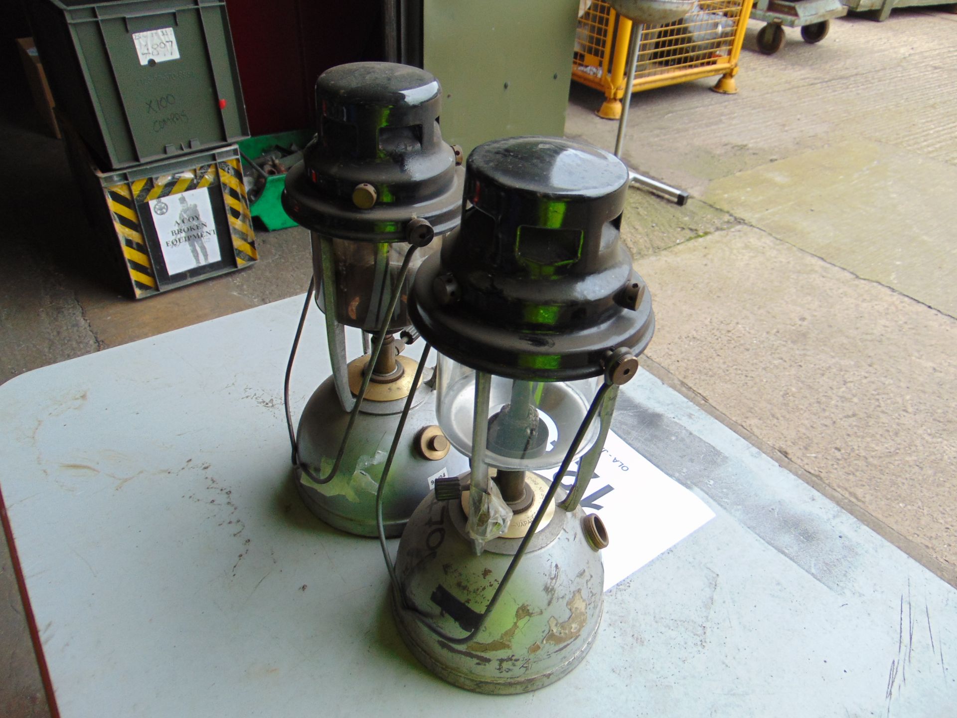 2 x British Army Hurricane Lamps as shown - Image 2 of 3
