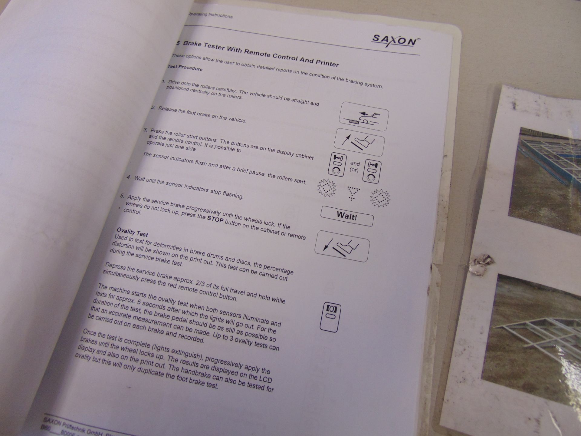 Saxon B67.6 Class 4 Roller Brake Tester C/W Instruction Manual - Image 13 of 13