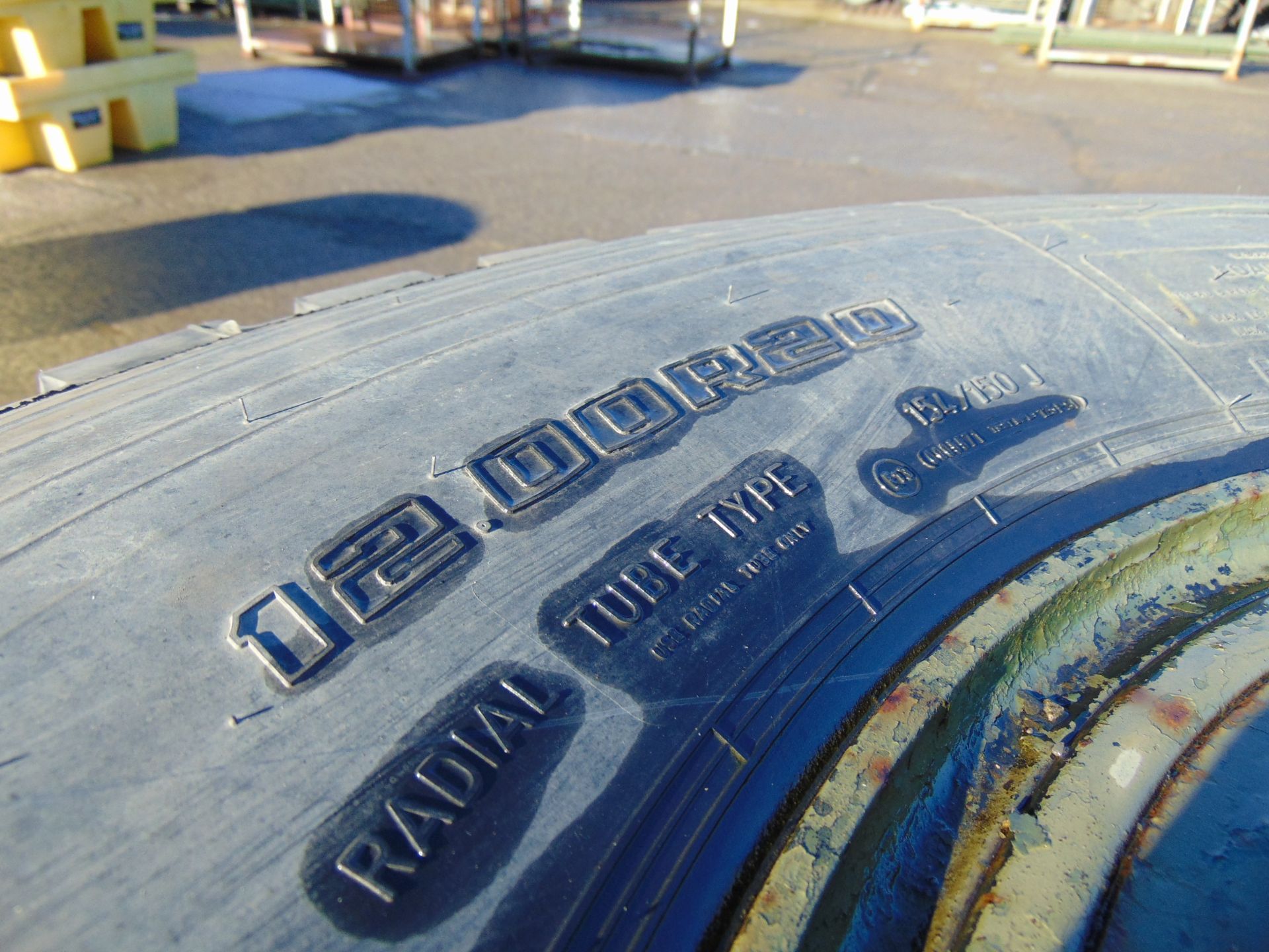 Qty 4 x Goodyear 12.00R20 G388 Unisteel tyres, unused still with bobbles fitted on 8 stud rims - Image 8 of 8