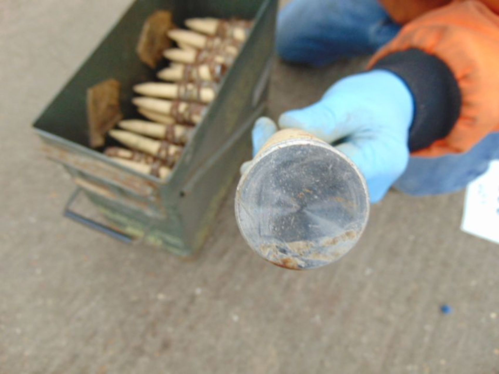 Very Rare AMMO Box containing 85 Dummy 20 mm Shells in Links - Image 6 of 6