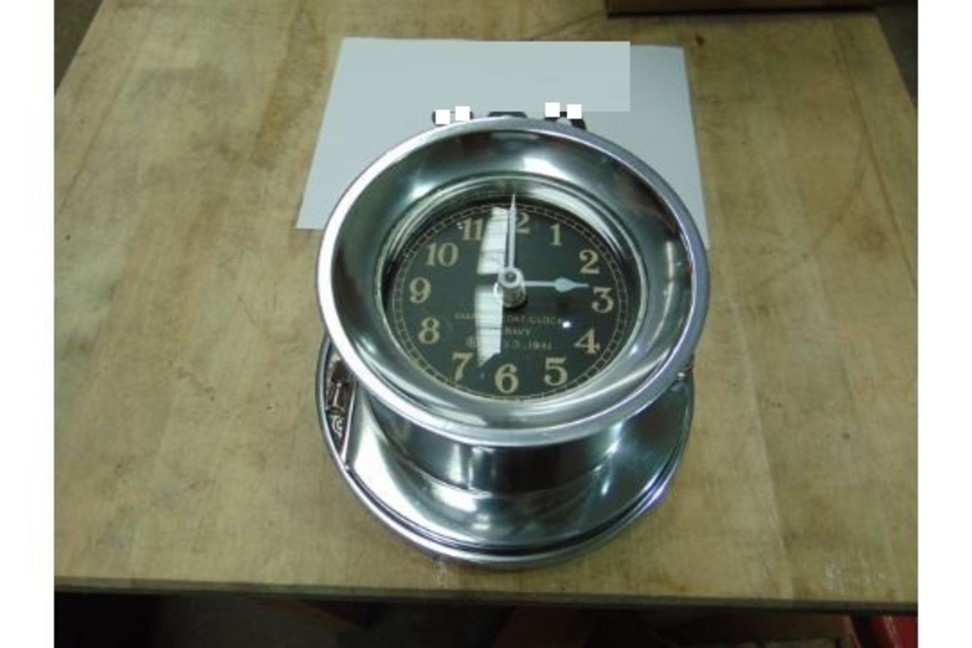 BEAUTIFUL POLISHED ALUMINIUM WW2 MK1 NAVY REPLICA BOAT CLOCK - Image 2 of 3