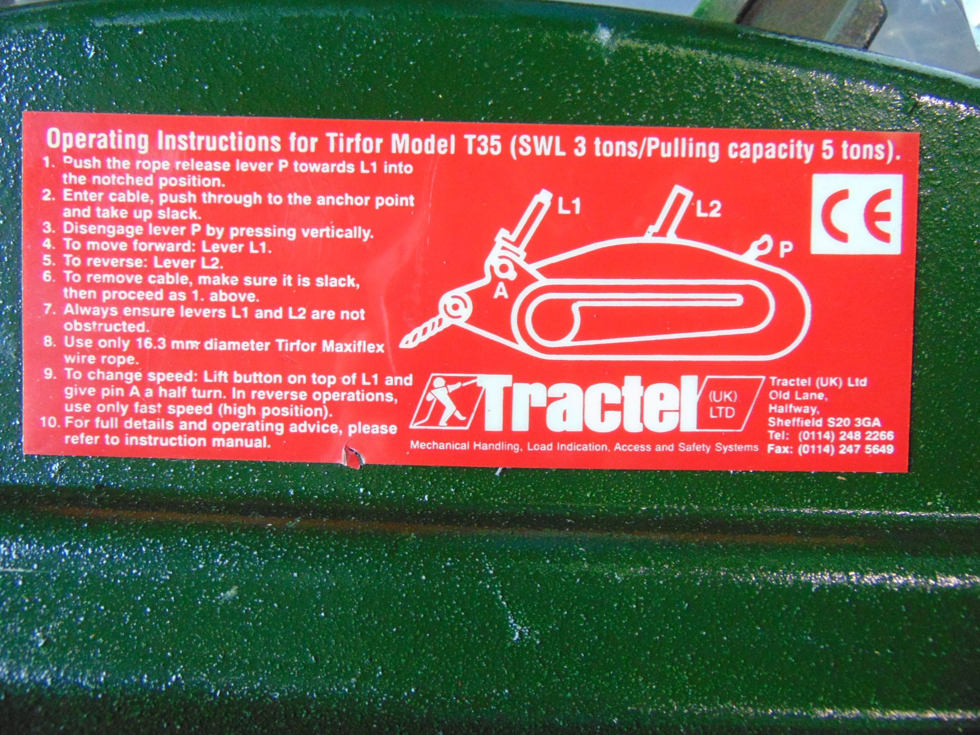 Unissued Tractel T35 Tirfor Winch, with winch rope - Image 5 of 10