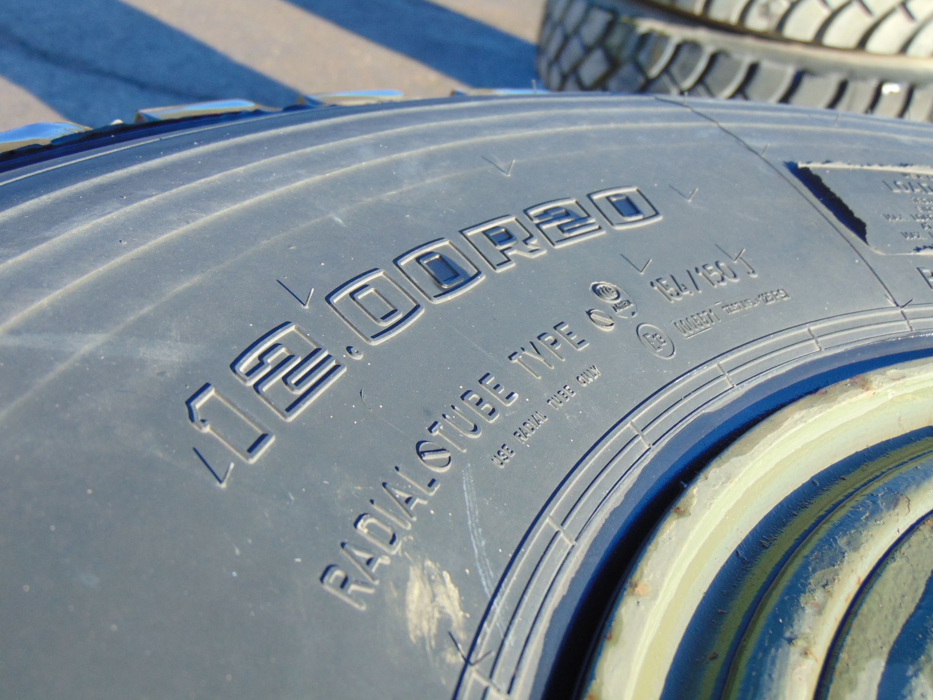 Qty 4 x Goodyear 12.00R20 G388 Unisteel tyres, unused still with bobbles fitted on 8 stud rims - Image 8 of 8