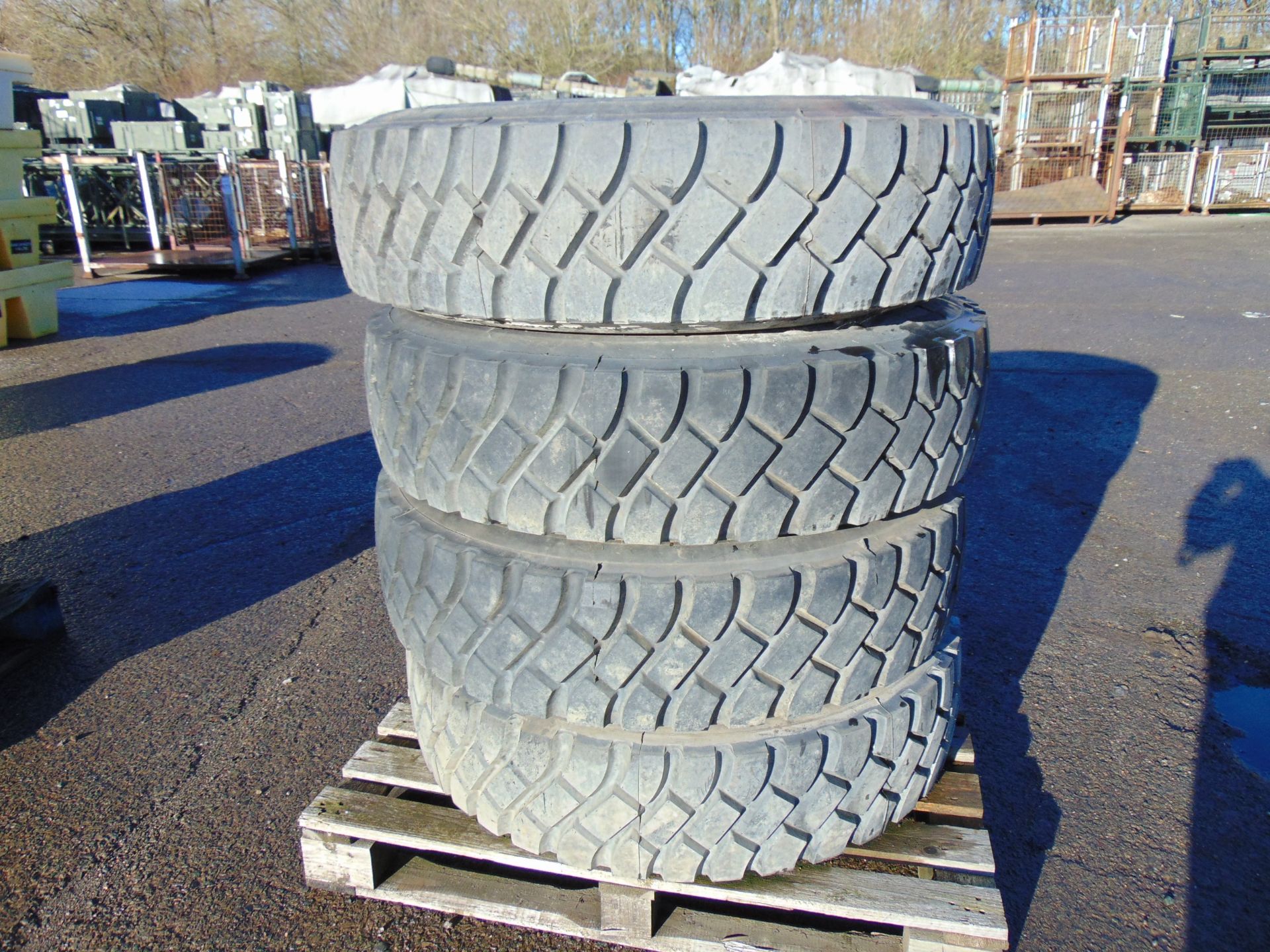 Qty 4 x Goodyear 12.00R20 G388 Unisteel tyres, unused still with bobbles fitted on 8 stud rims