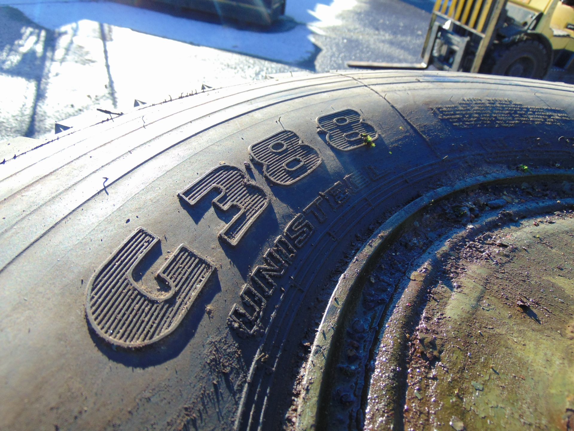 Qty 4 x Goodyear 12.00R20 G388 Unisteel tyres, unused still with bobbles fitted on 8 stud rims - Image 7 of 8