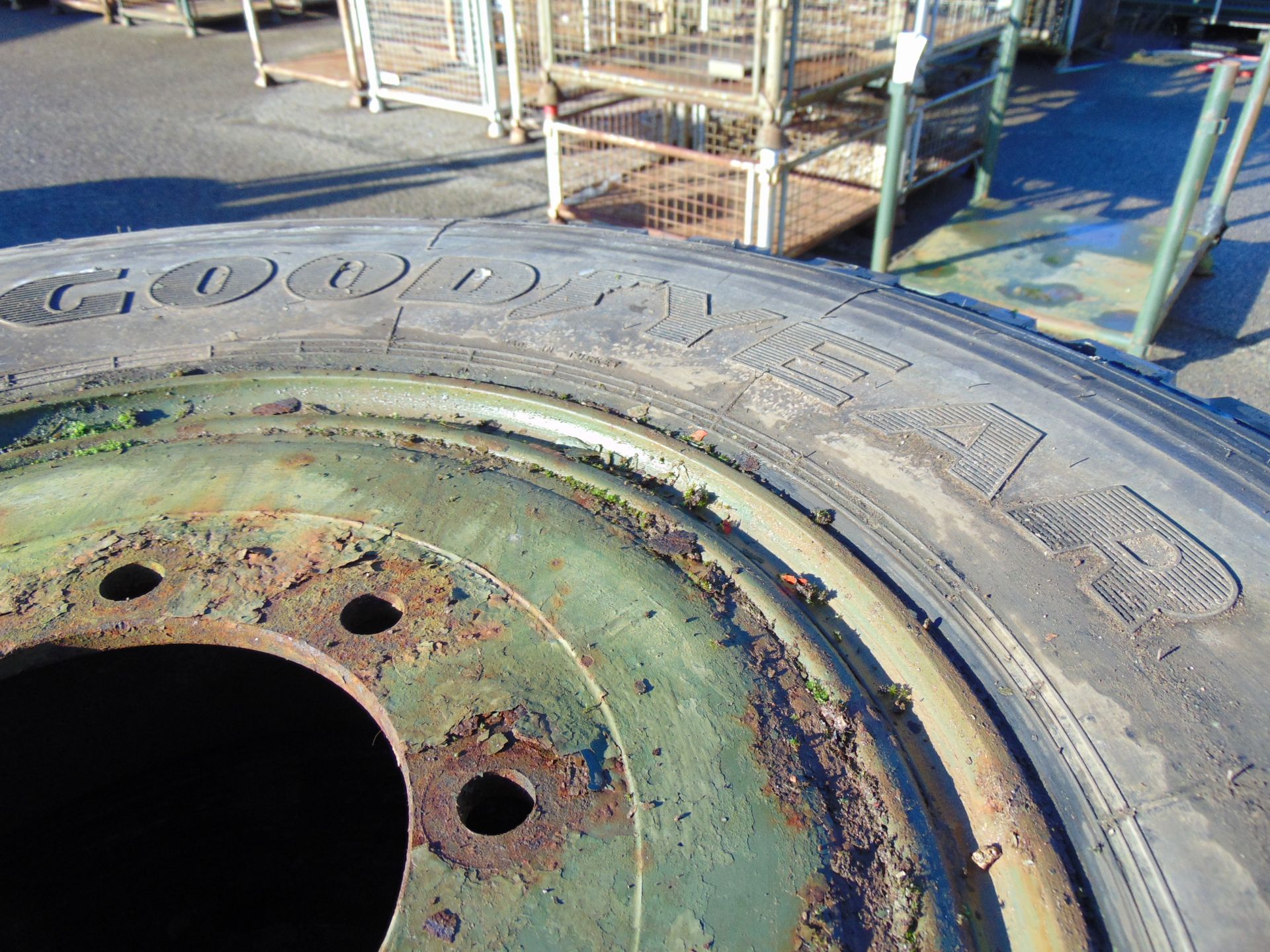 Qty 4 x Goodyear 12.00R20 G388 Unisteel tyres, unused still with bobbles fitted on 8 stud rims - Image 6 of 8