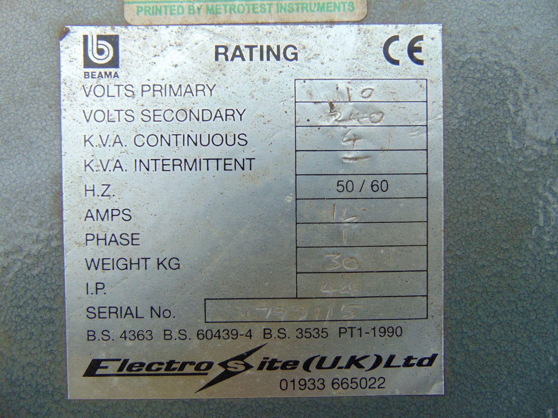 Electro Site 4 KVA 110-240V Single Phase Transformer - Image 4 of 4