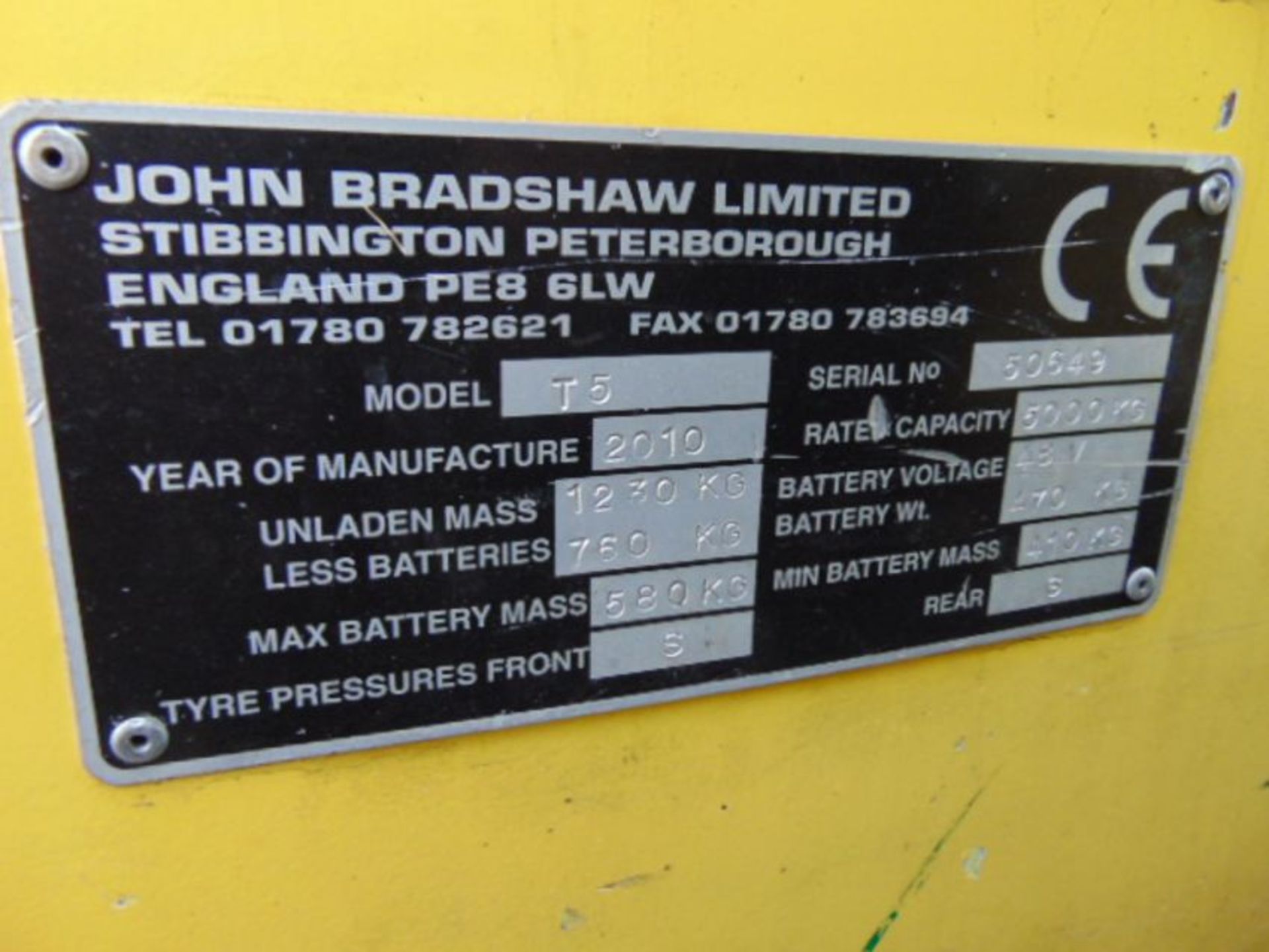 2010 Bradshaw T5 5000Kg Electric Tow Tractor c/w Battery Charger - Image 12 of 13