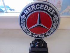 Large Cast Aluminium Hand Painted Mercedes Sign 52cm H, 39cm W.