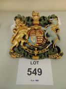 HAND PAINTED ROYAL CREST WALL MOUNTING 36cms x 34cms