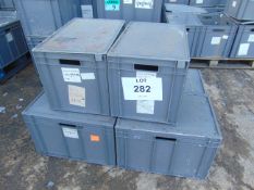 6 x Standard MoD Stackable Storage Boxes c/w Lids