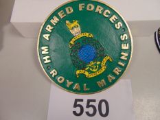 CAST IRON HAND PAINTED ROYAL MARINES WALL PLAQUE