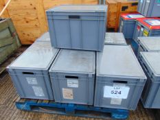 6X STANDARD MOD STACKABLE STORAGE BOXES C/W LIDS