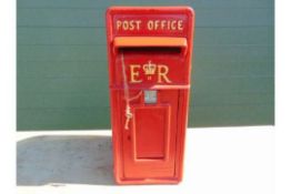 ER RED POST BOX C/W KEYS - COLLECTION TIMES