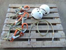 4 x Heightec Twin Lanyards c/w Oval Scaff Hooks, 2 x Helmets & Wire Rope Sling
