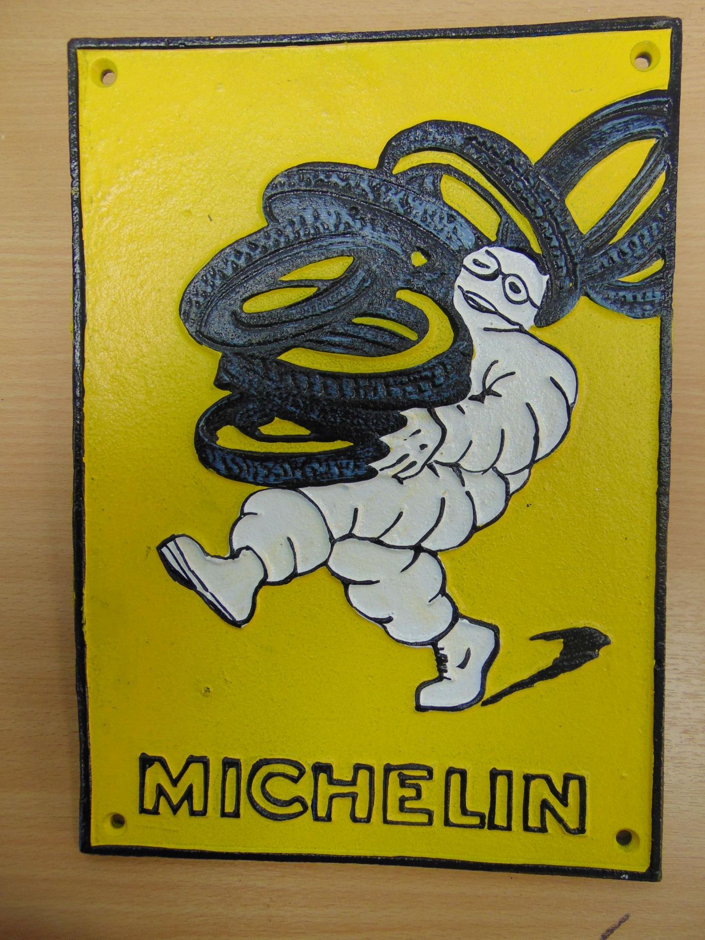 MICHELIN HAND PAINTED CAST IRON PLAQUE - Image 2 of 3