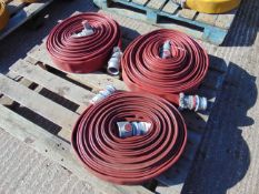 3 x Angus 64mm x 23m Layflat Fire Hoses with Couplings