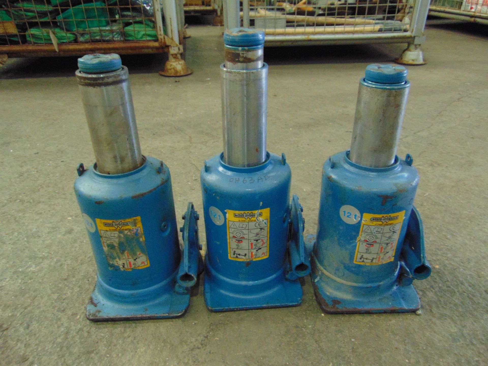 3 x Weber 12 Tonne Hydraulic Bottle Jacks