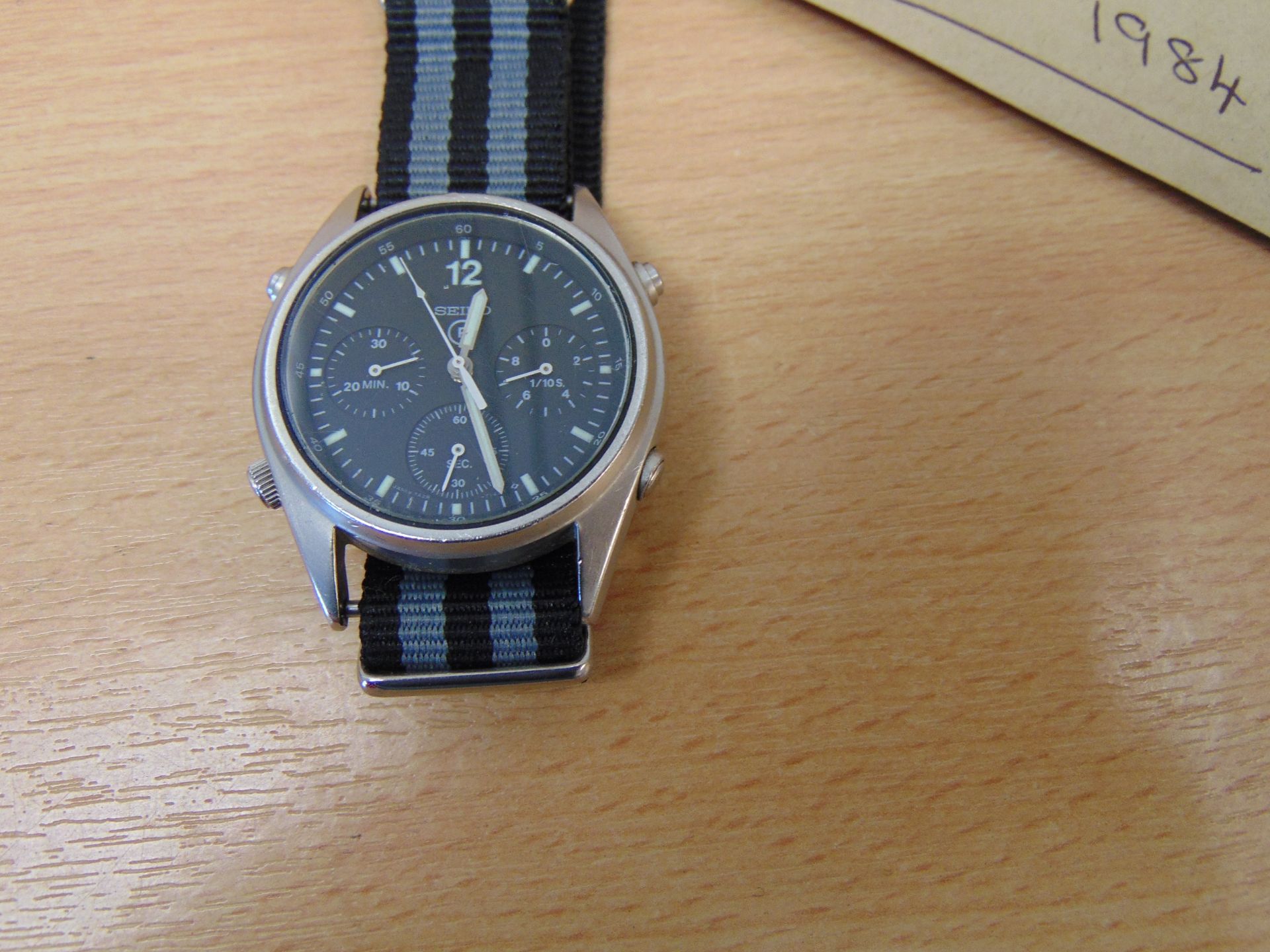 Rare Gen 1 Seiko RAF Pilots Chrono Harrier Force Issue Nato Marks, Dated 1984 - Image 2 of 4