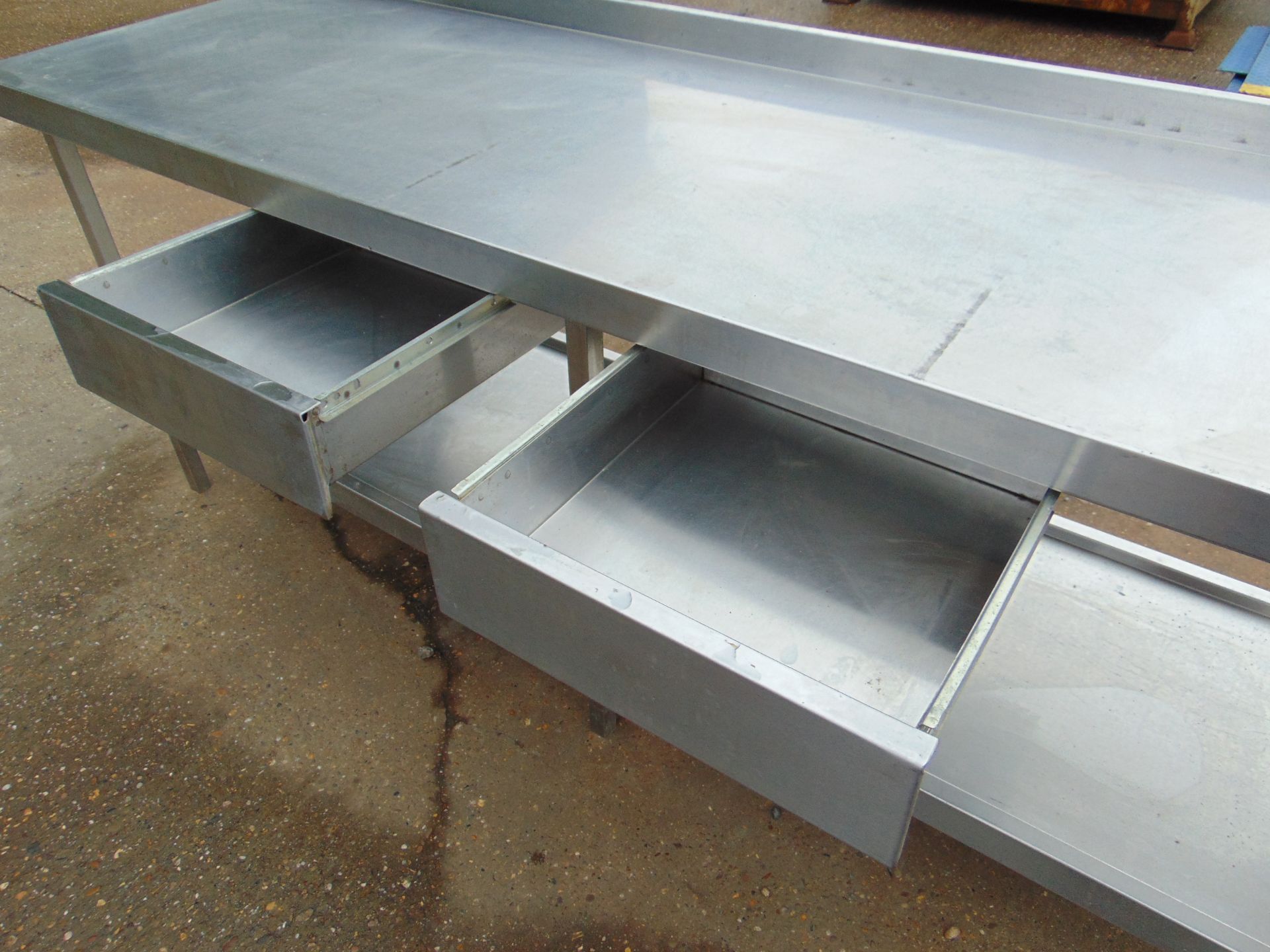 Heavy Duty Stainless Steel Catering Table c/w Splashback, drawers & Undershelf - Image 4 of 6