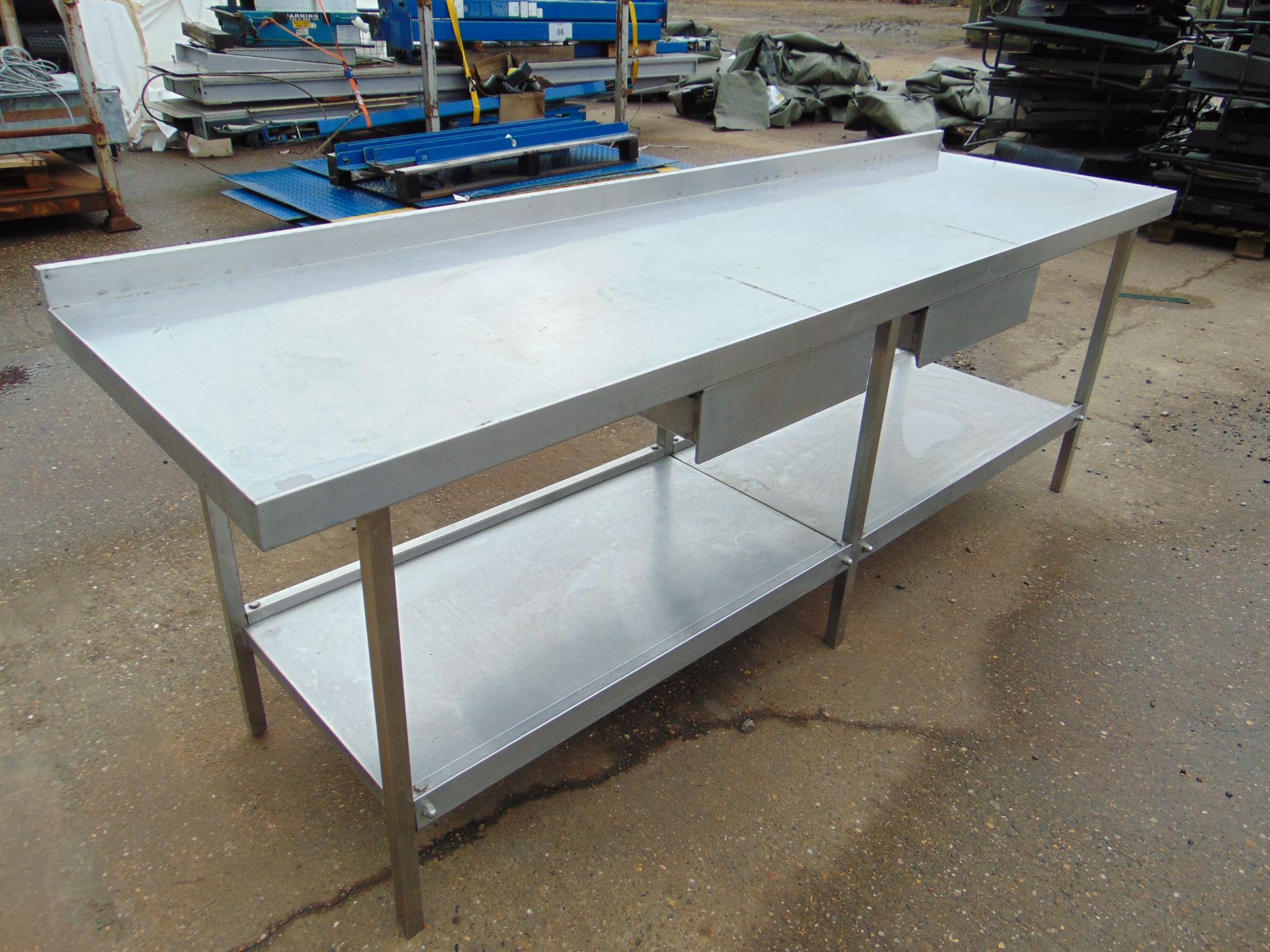 Heavy Duty Stainless Steel Catering Table c/w Splashback, drawers & Undershelf - Image 2 of 6