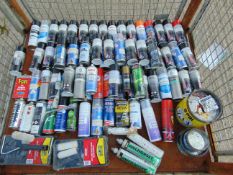 Large QTY of Mixed Spray Paints, Greases, Fibreglass Resin etc Majority Appear Unused