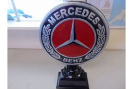 Large Cast Aluminium Hand Painted Mercedes Sign 52cm H, 39cm W.