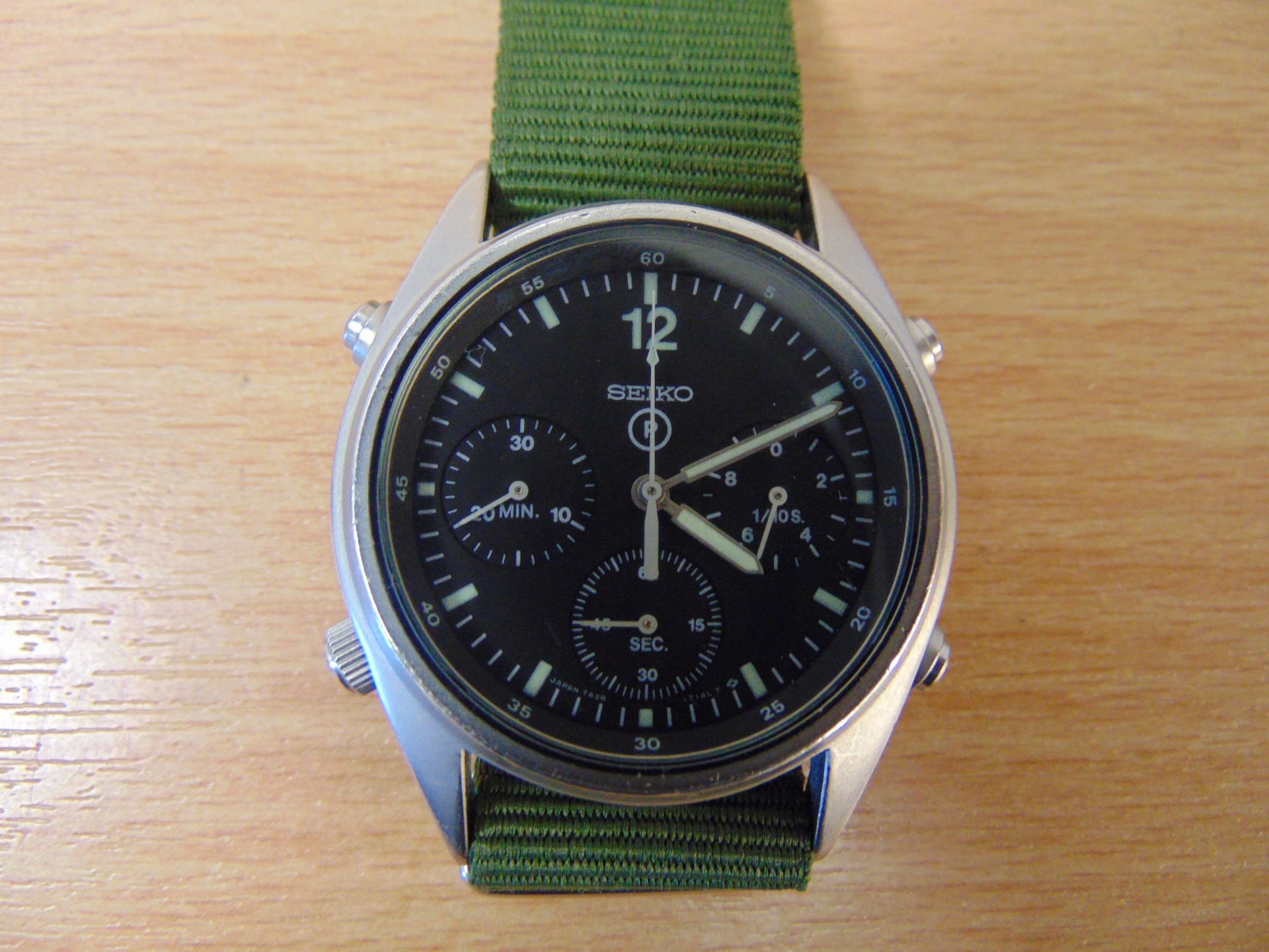 A Very Nice Gen 1 Seiko Pilots Chrono RAF Harrier Force Issue Nato Marks Dated 1990 (Gulf War)