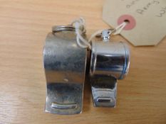 2 x Acme Thunderer and Halex British Army Service Whistles