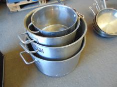 4 x Large Stainless Steel British Army Stock Pots
