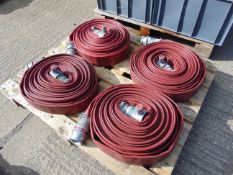 4 x Angus 64mm x 23m Layflat Fire Hoses with Couplings