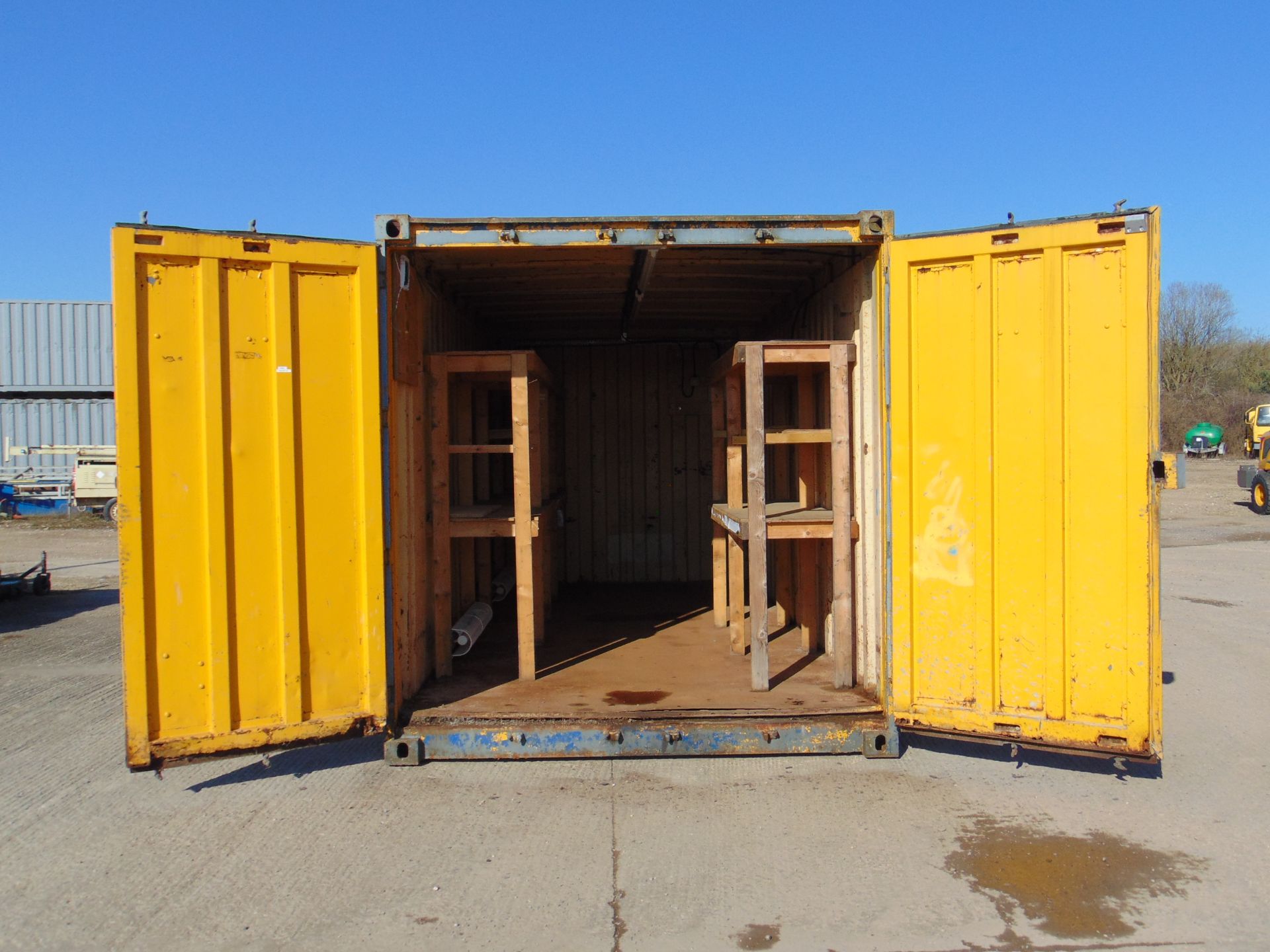 20ft Shipping Container C/W Racking, Electrics, Heaters, Lights, Forklift Pockets etc - Image 8 of 19