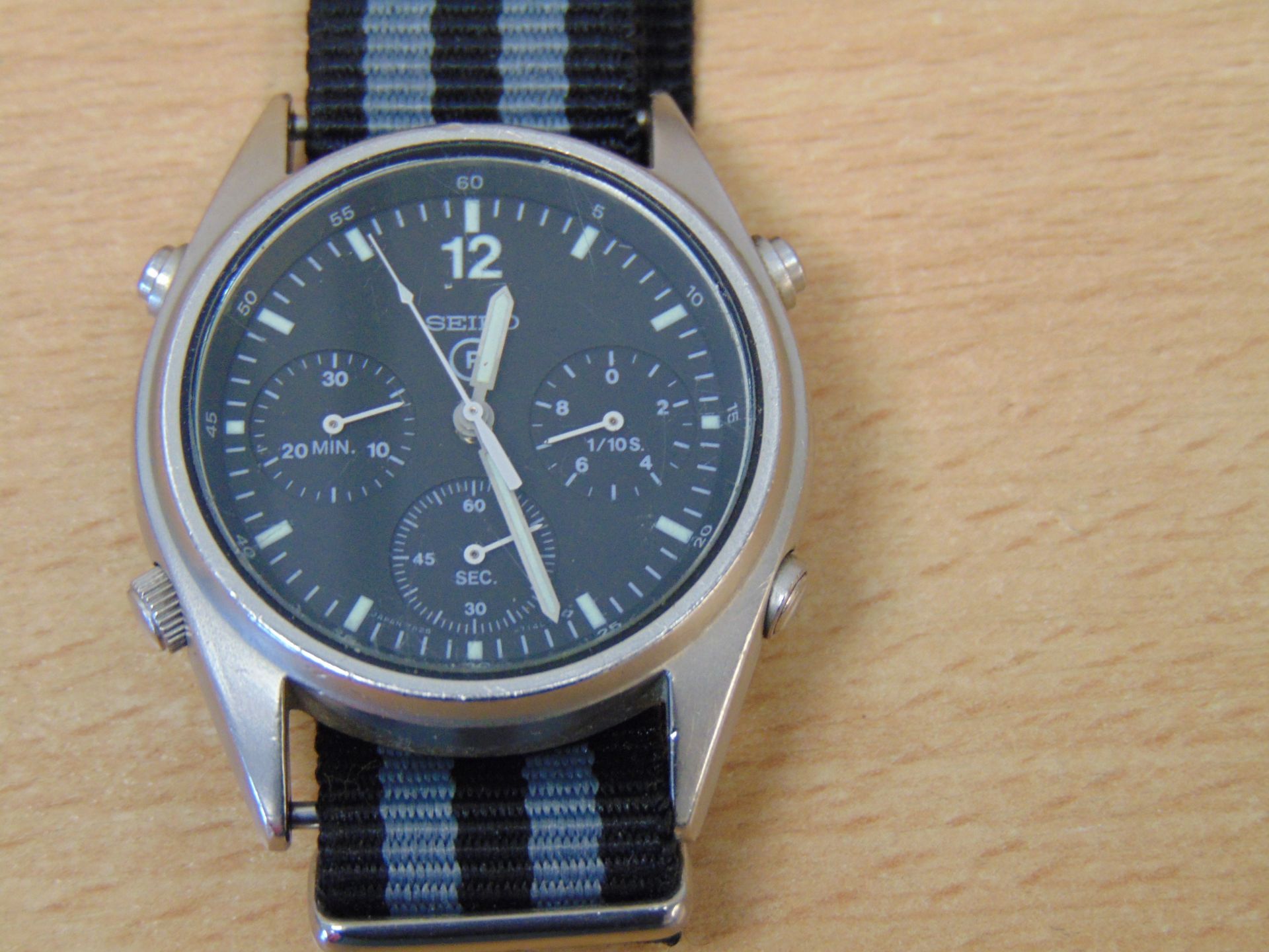 Rare Gen 1 Seiko RAF Pilots Chrono Harrier Force Issue Nato Marks, Dated 1984