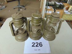 3 x Unissued Tropic British Army Hurricane Lamps Need Glass as shown