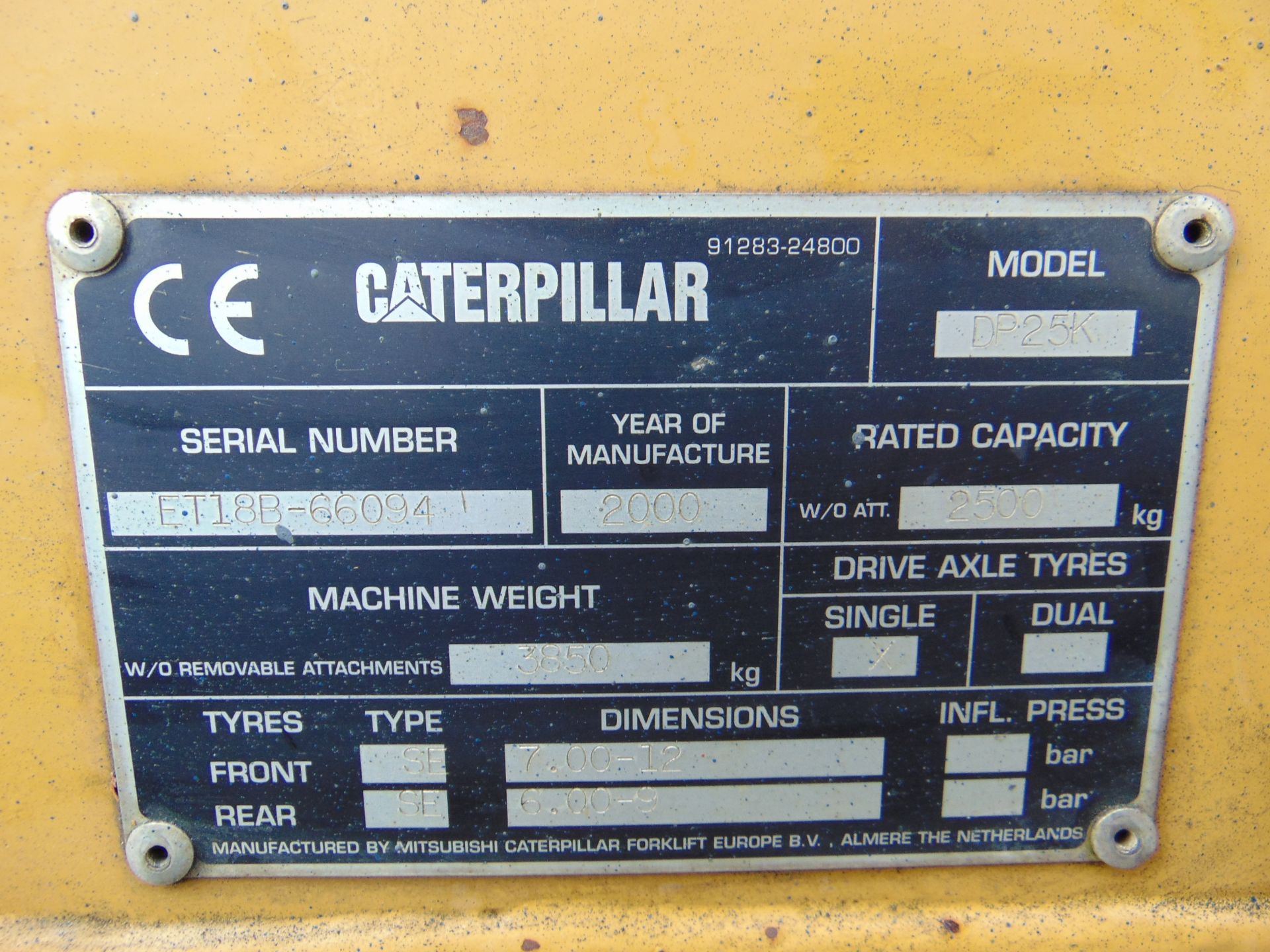 Caterpillar DP25K Counter Balance Diesel Forklift ONLY 3,725 HOURS! - Image 24 of 24
