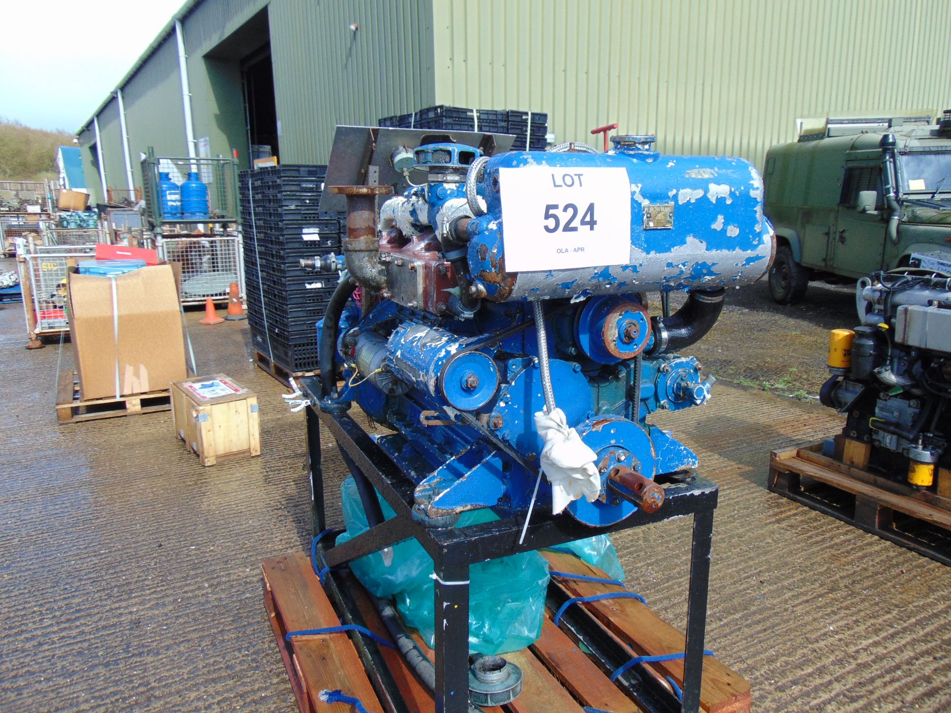 Perkins 6cyl Marine Diesel Engine with Gearbox and Controls as shown from MoD