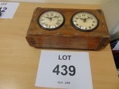 Nice Wood Case Heritage Double Clock with Roman and English Numerals, 33cms x 17 cms