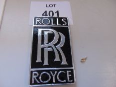 Polished Aluminium Rolls Royce Hanging Wall sign 30cms x 18cms