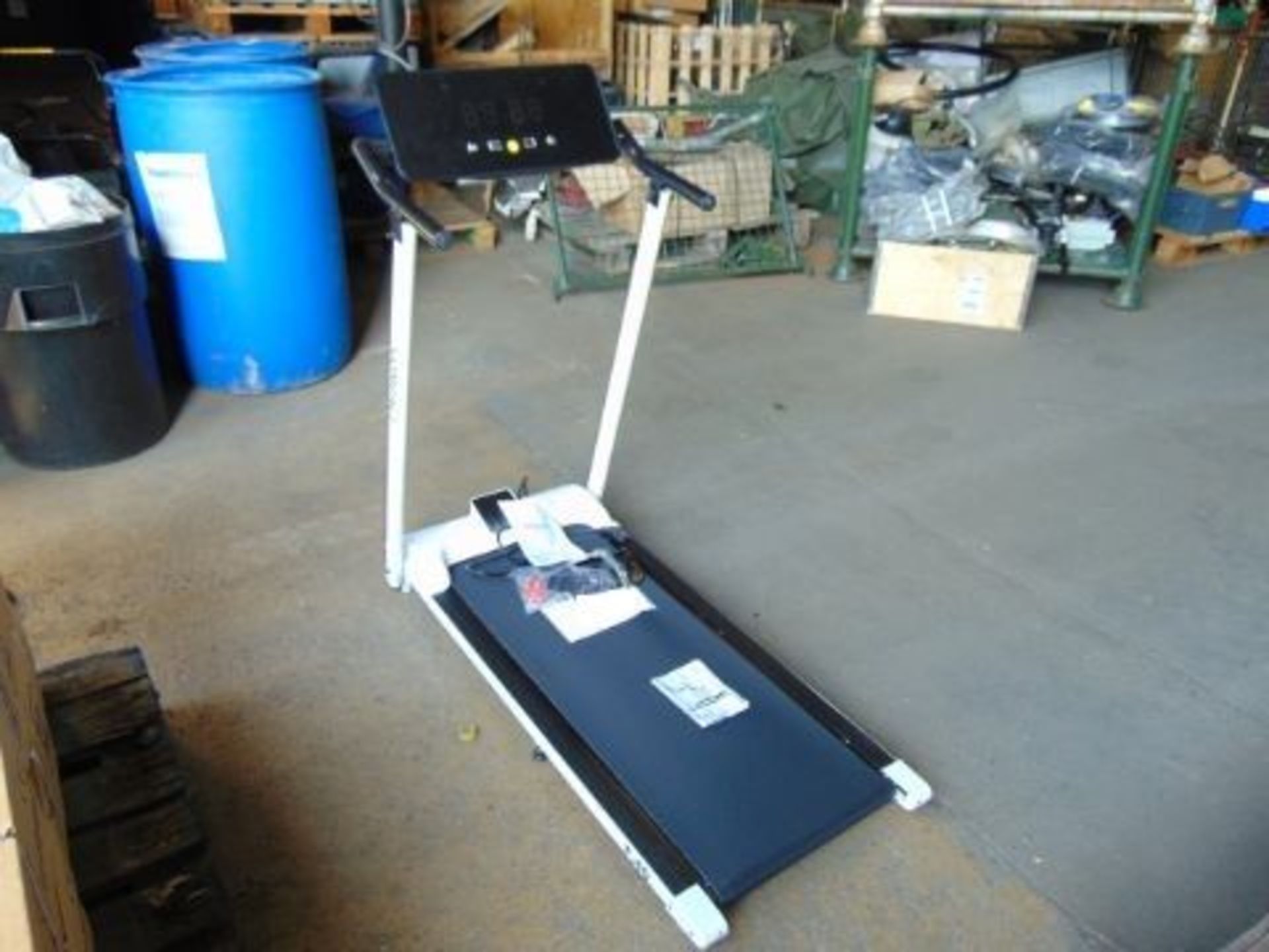 New Unused Compact 240 volt Fold up Tread Mill with Digital Controls, Programs, etc