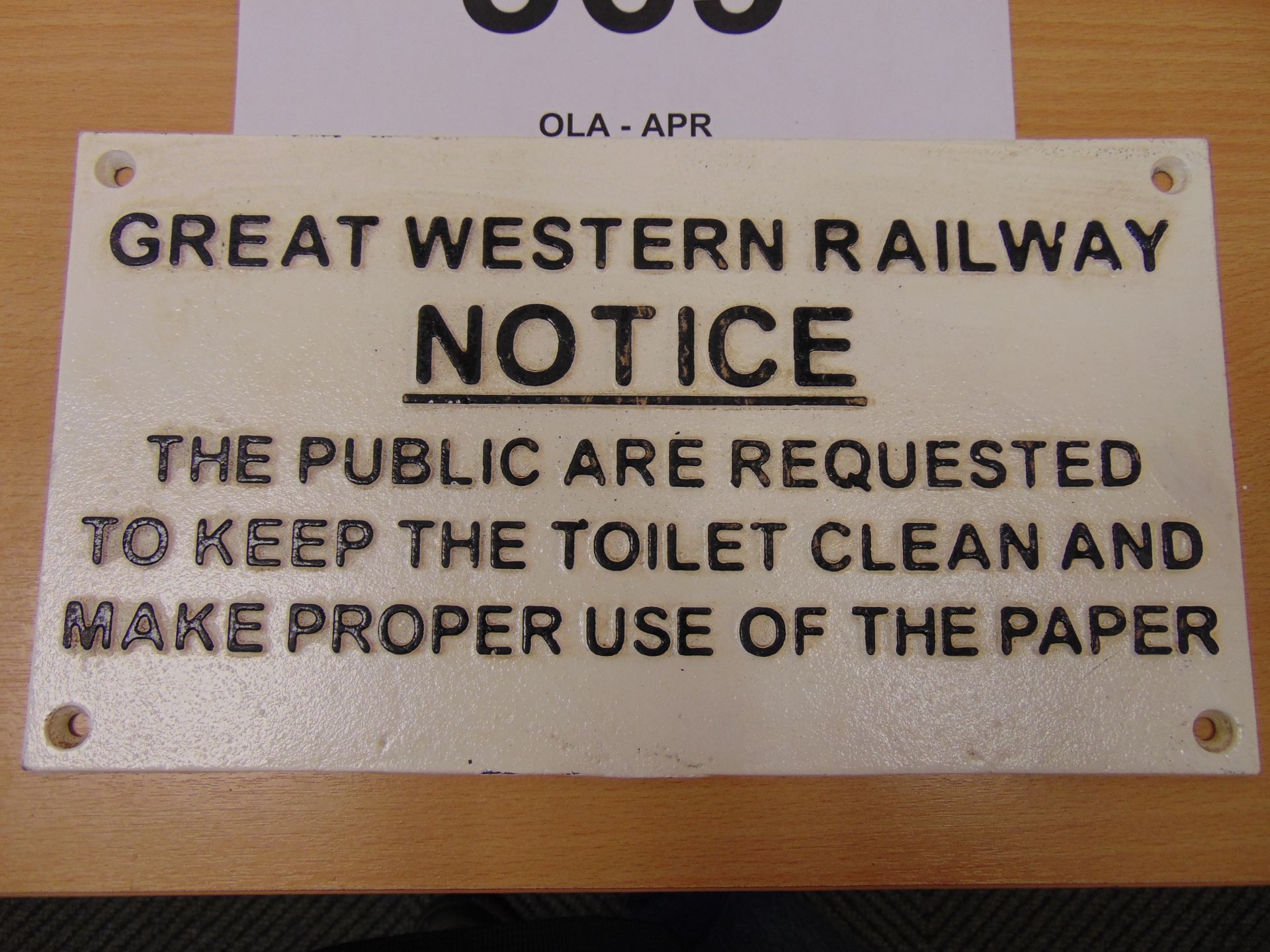 Great Western Cast Iron Railway Sign 30cms x 16cms - Image 2 of 2