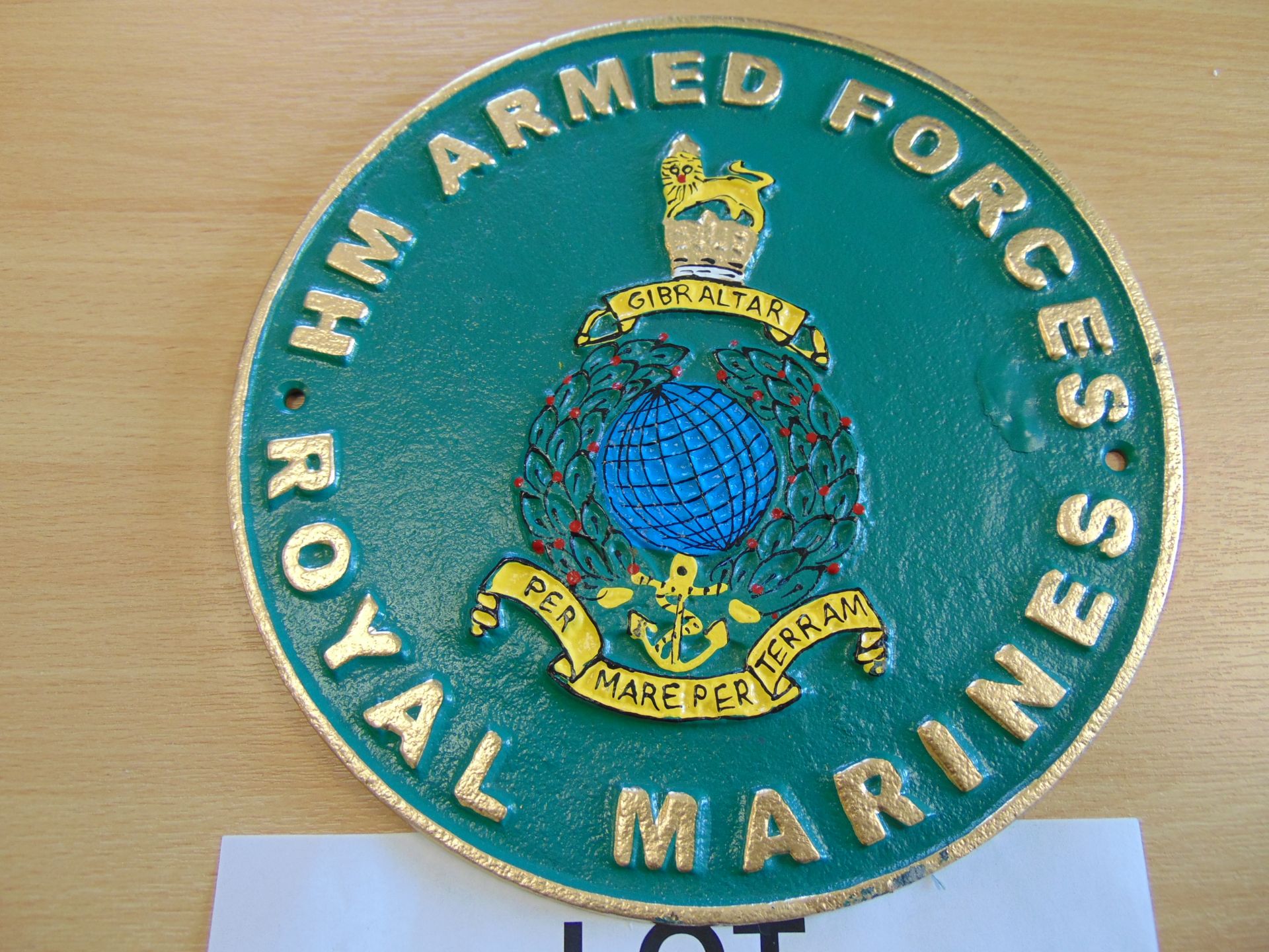 Cast Iron Royal Marines Hand Painted Plaque