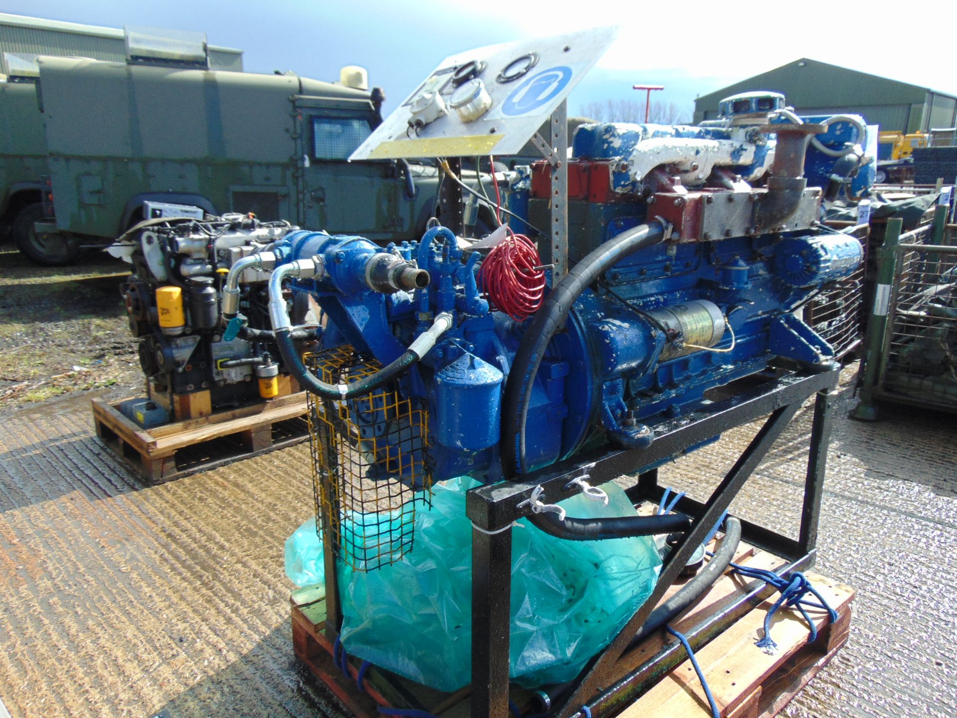 Perkins 6cyl Marine Diesel Engine with Gearbox and Controls as shown from MoD - Image 3 of 11