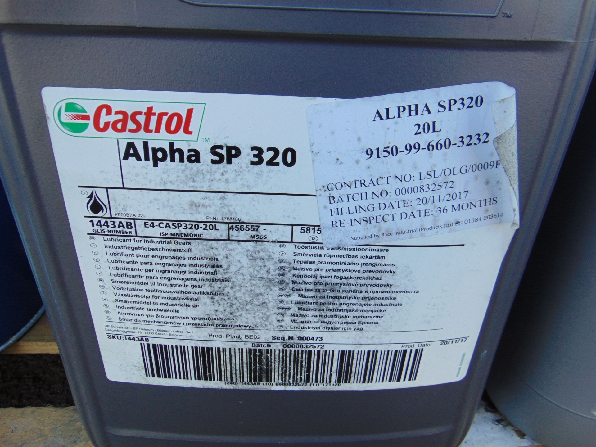3x 25 litre Drums of Castrol Alpha SP320 Extreme Pressure Gear Oil - Image 2 of 2