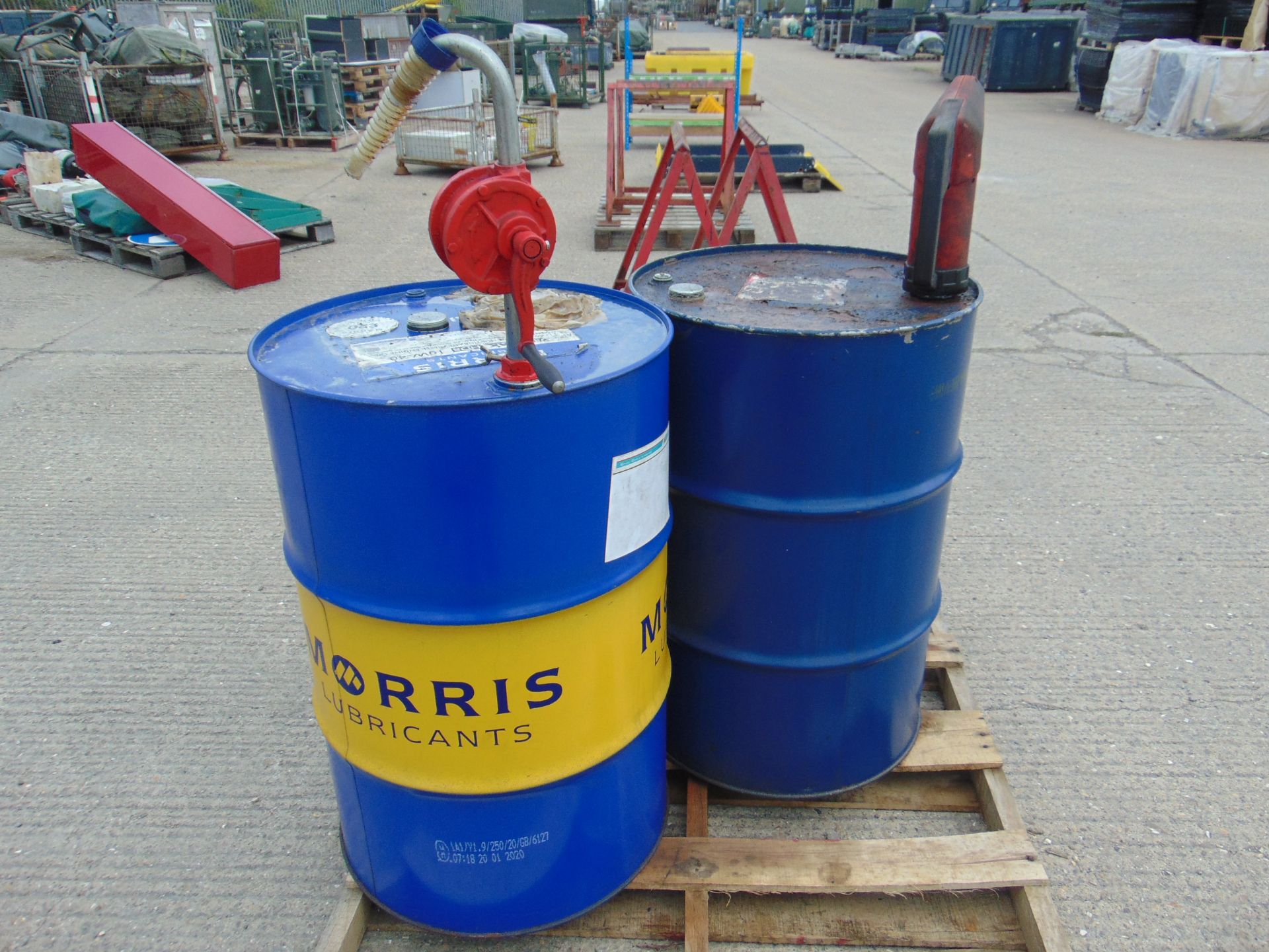 2x 205 Litre Steel Drums C/W Pumps