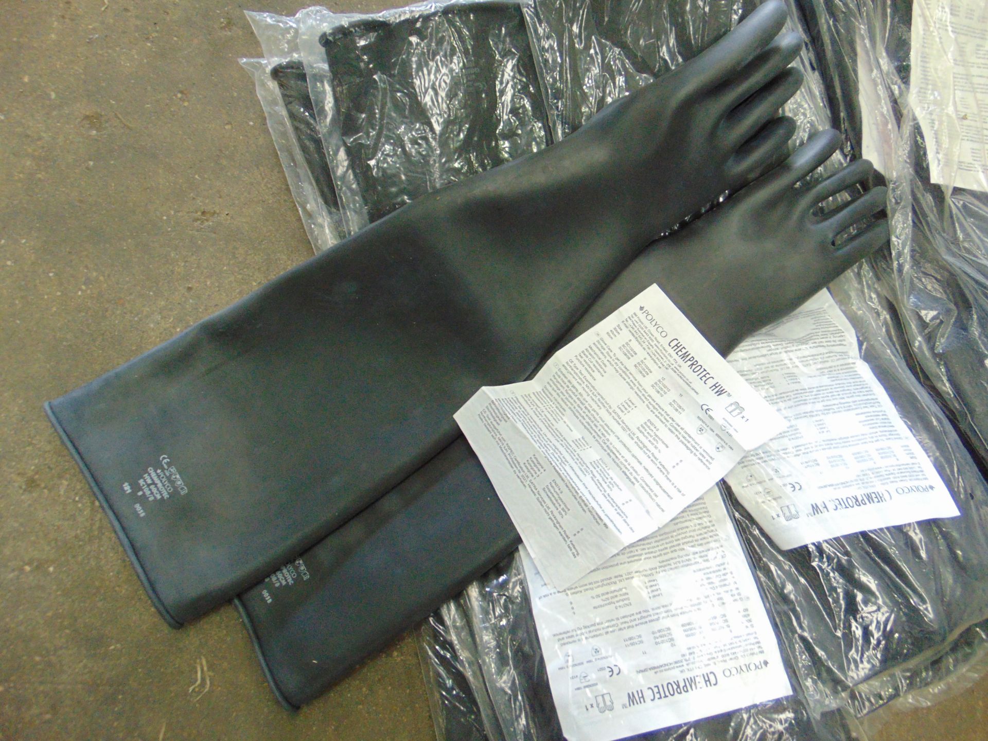 22 x Unissued Heavy Weight Polyco Chemprotec 60cm 24" Natural Rubber Chemical Gauntlet Gloves